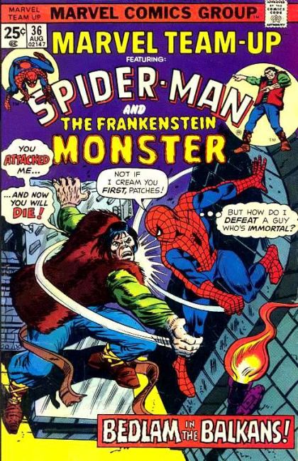 Marvel Team-Up, Vol. 1 Spider-Man And The Frankenstein Monster: Once Upon A Time, In A Castle... |  Issue#36A | Year:1975 | Series: Marvel Team-Up | Pub: Marvel Comics