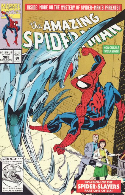 The Amazing Spider-Man, Vol. 1 Invasion of the Spider-Slayers, Part 1: On Razored Wings |  Issue#368A | Year:1992 | Series: Spider-Man |