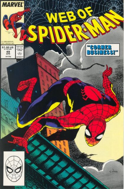 Web of Spider-Man, Vol. 1 Corner Business |  Issue#49A | Year:1988 | Series: Spider-Man | Pub: Marvel Comics