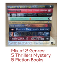 Mix of 2 Genres: 5 Thrillers and 5 Fiction Books | Pack of 10 Books
