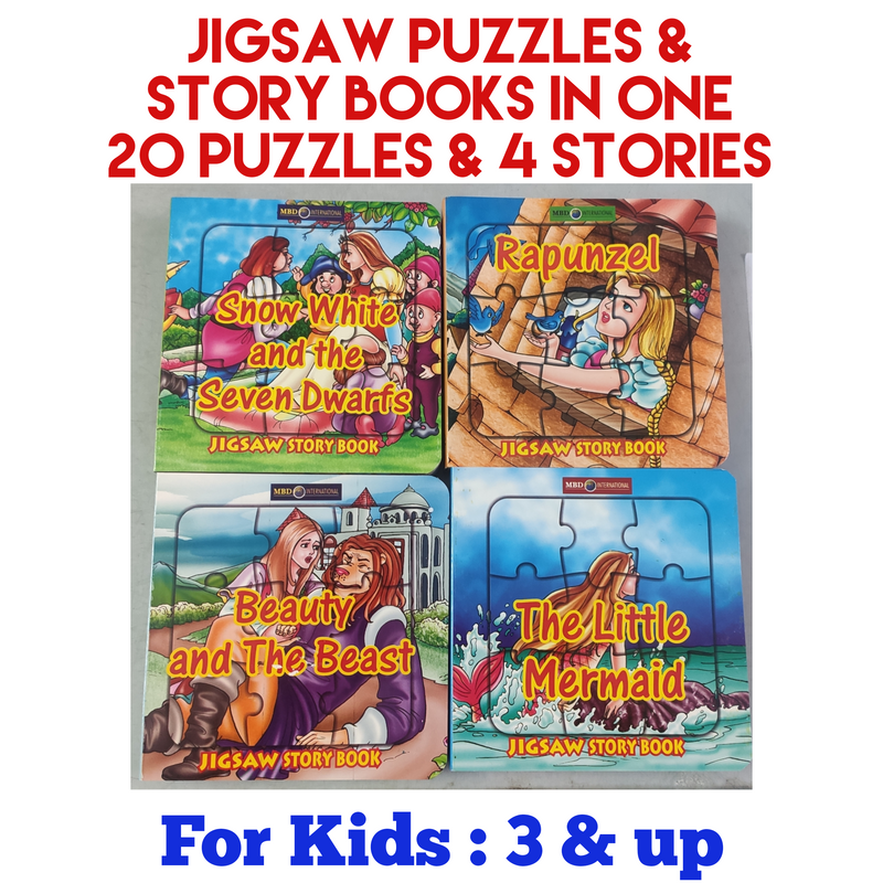 Board Books: Jigsaw Puzzle and Story Books | Pack of 4 Books | 20 Jigsaw Puzzles and 4 Fairy Stories